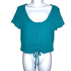 NWT SO Juniors Blue Teal Crop Top Size Large